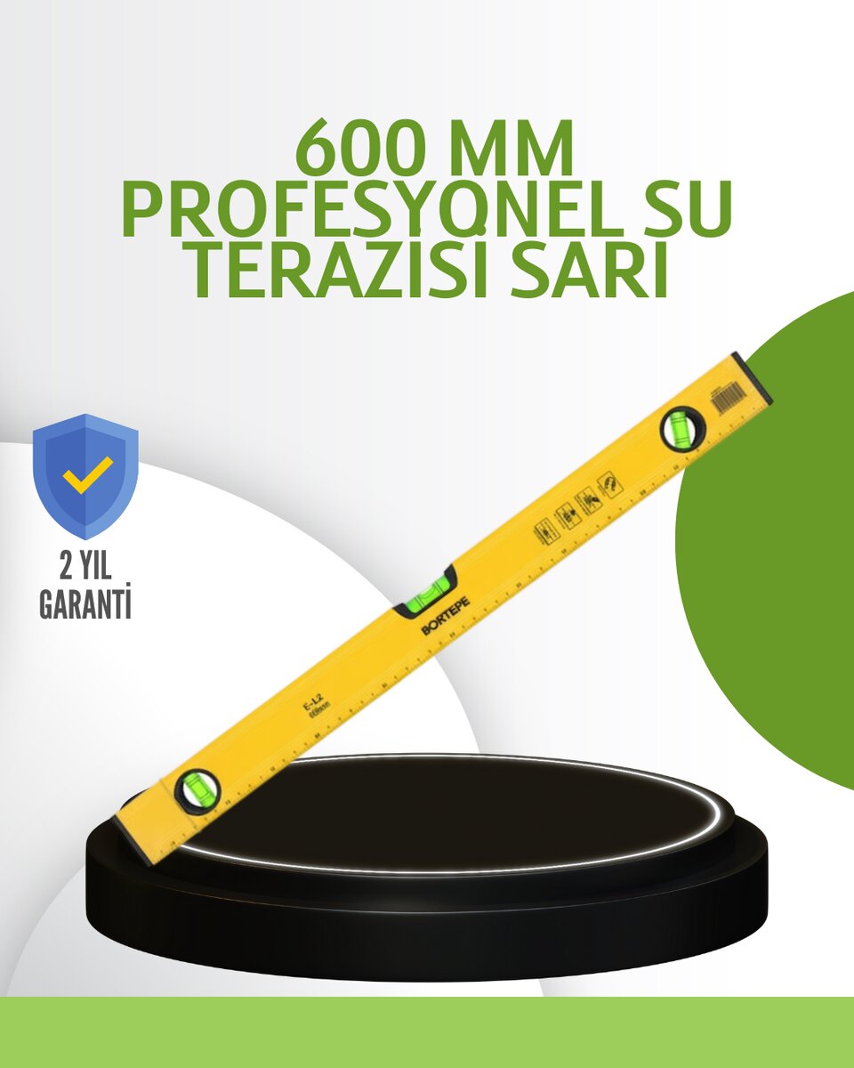 Hassas Ölçüm Sağlayan 600 mm Sarı Su Terazisi