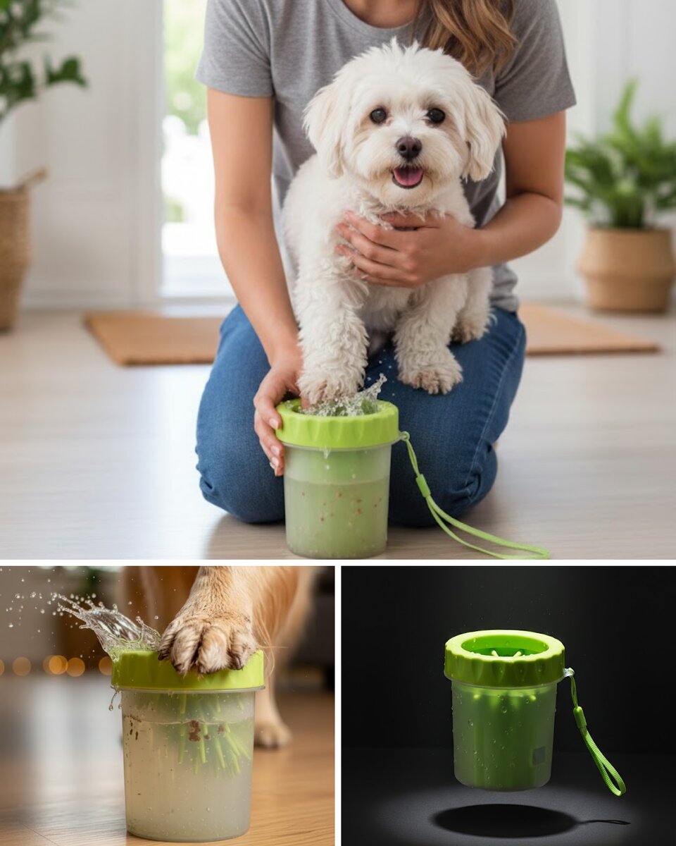 Taşınabilir Köpek Ayak Temizleme Aparatı Silikon Fırçalı
