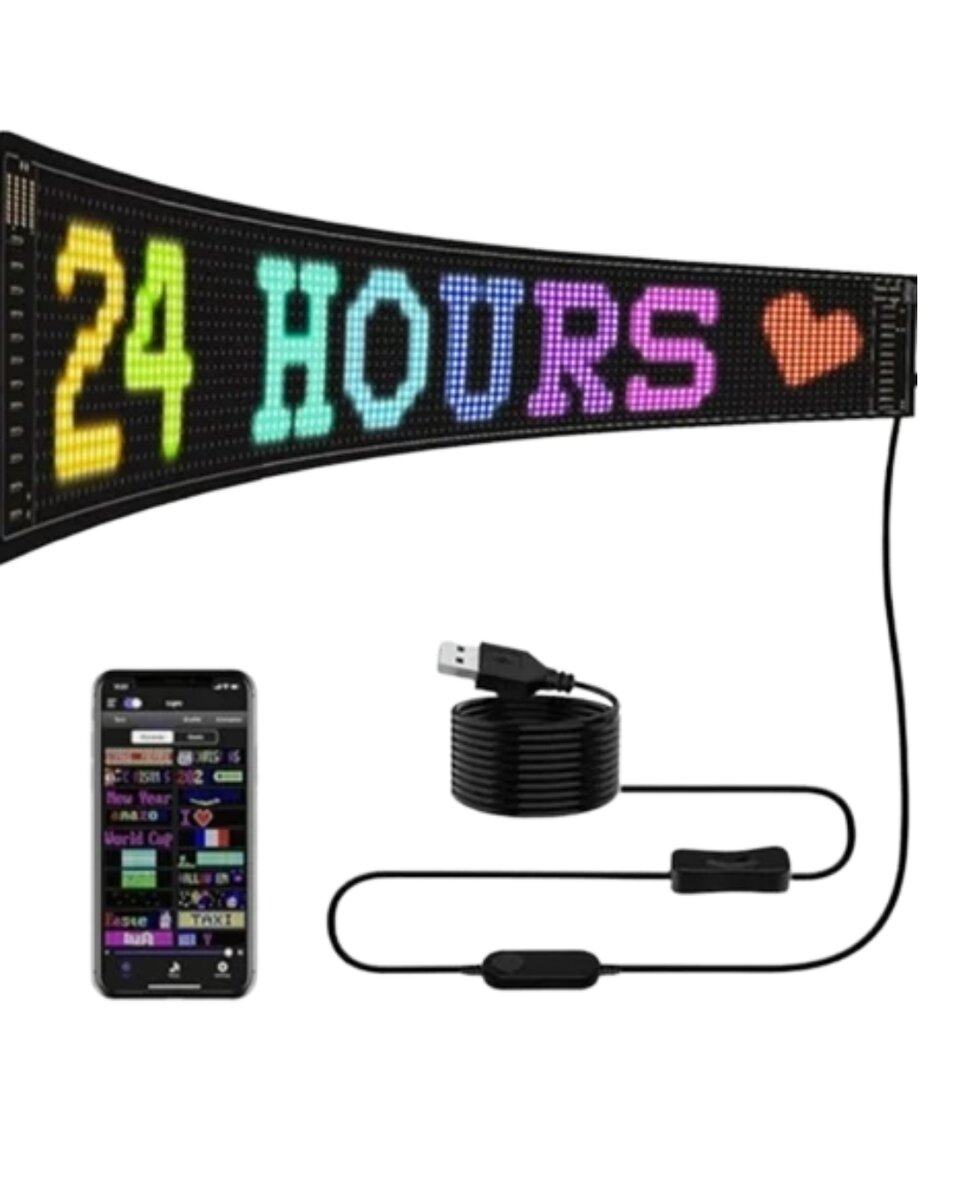 16x96 LED Yazı Paneli 60 cm Esnek RGB Işıklı Programlanabilir Ekran