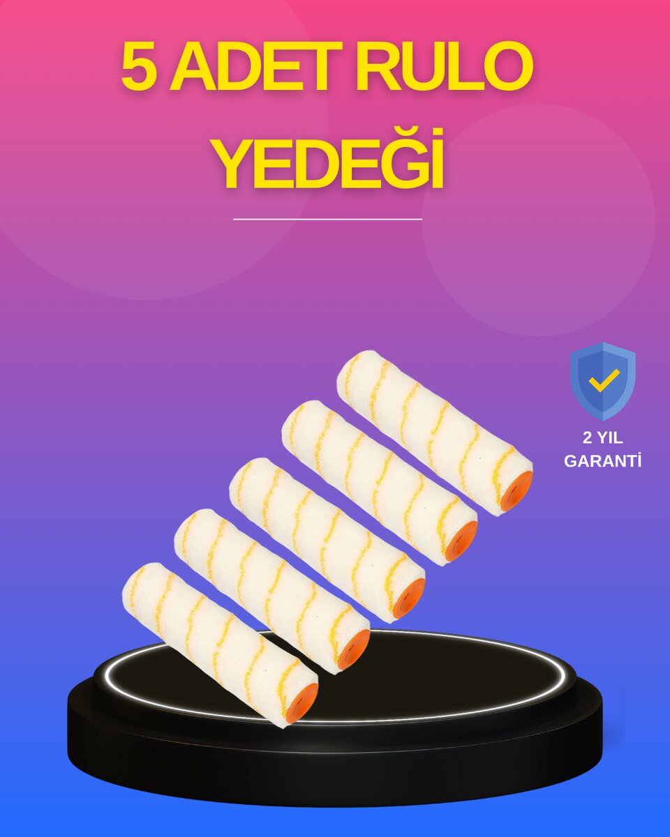 5’li Detay Boya Rulo Takımı Pürüzsüz Yüzey İçin İdeal