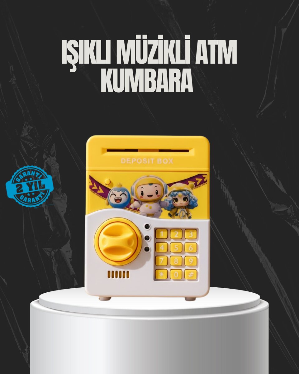 Sarı Renk Otomatik Para Çeken Şifreli Çocuk Kumbarası