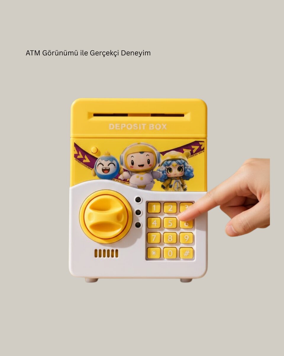ATM Tasarımlı Sarı Işıklı Sesli Elektronik Kumbara