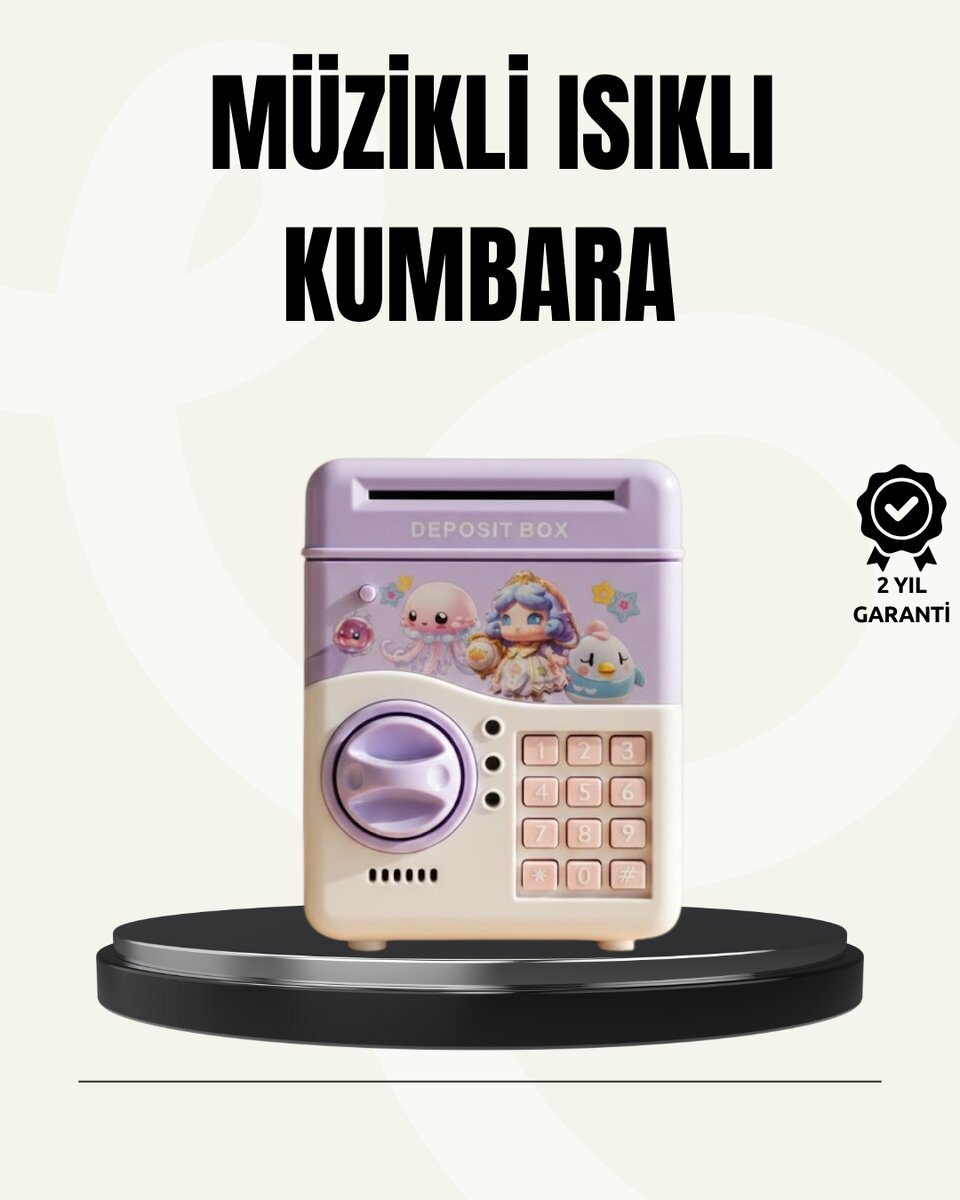 Elektronik Şifreli ATM Görünümlü Çocuk Kumbarası Mor