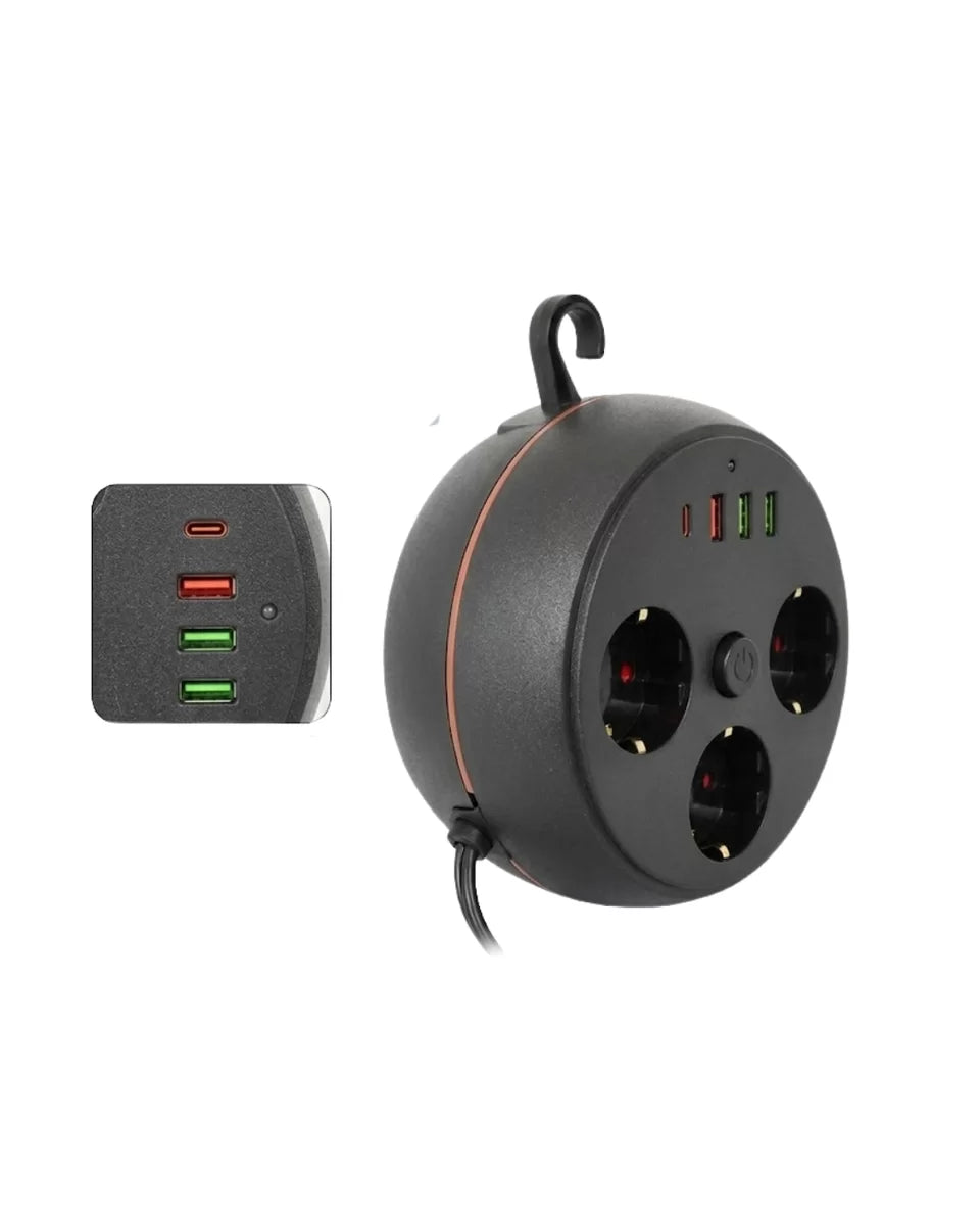 Ev Ofis İçin Çoklu Priz 3 Priz 3 USB Type C Güvenli Enerji Yönetimi