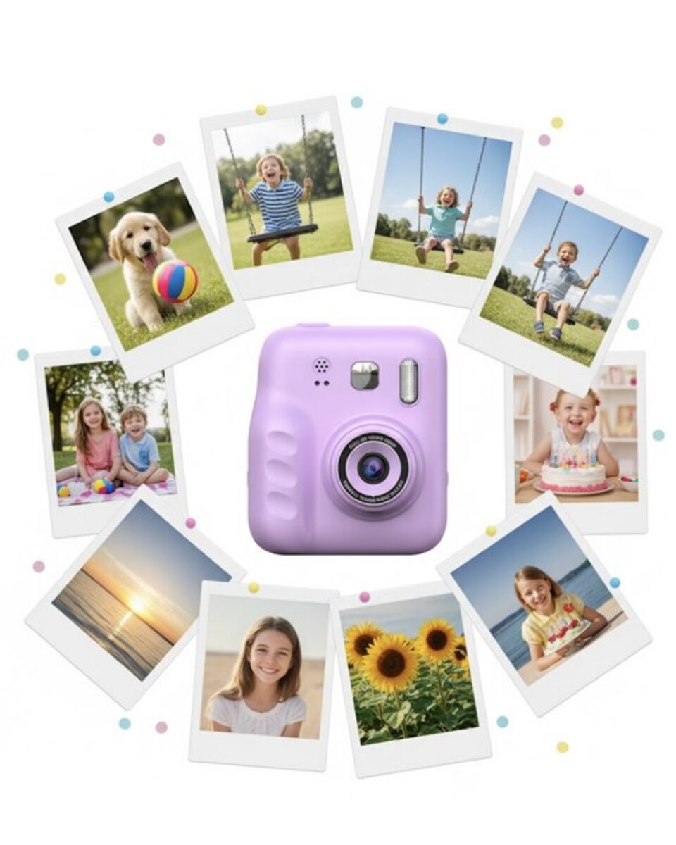 Çocuk Dijital Fotoğraf Makinesi Anında Baskı ve 4 Rulo Kağıt 5 Kalem Hediye