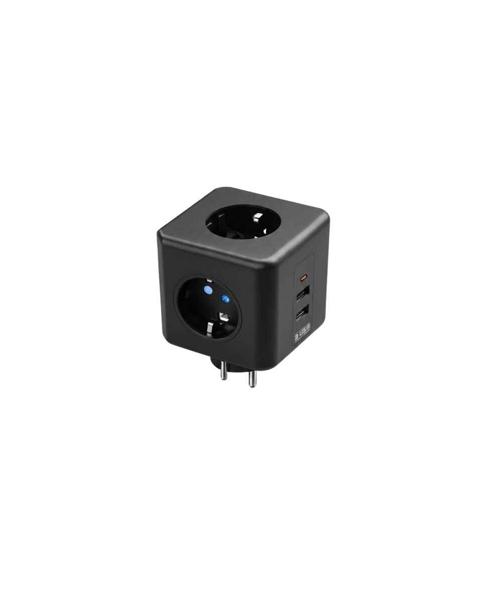 Akım Korumalı Küp Priz 3 Priz Girişi ve 3 USB Şarj Özellikli