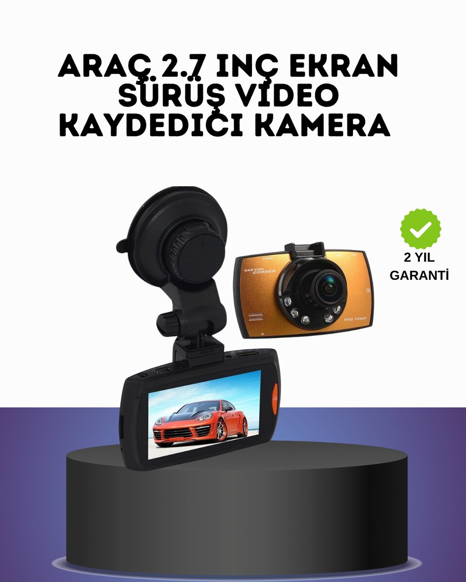 HD Araç Kamerası 2.7 İnç Ekran G Sensor Destekli