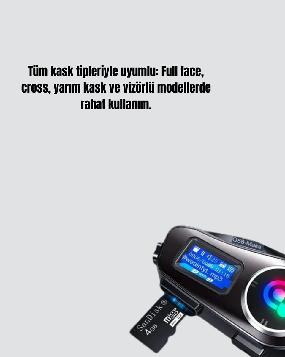 Su Geçirmez Bluetooth 5.3 Kask Kulaklığı 1000mAh Bataryalı