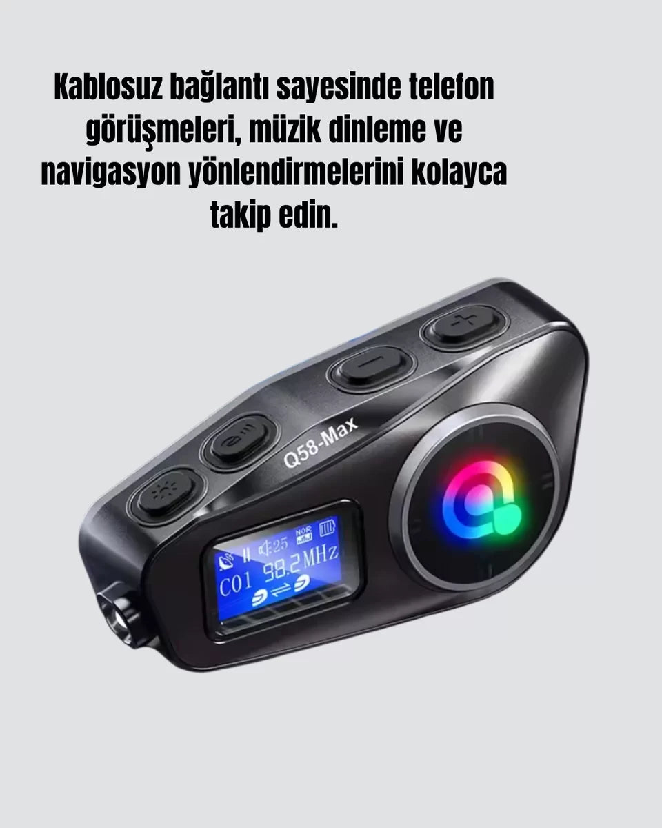 IP65 Suya Dayanıklı Kask Bluetooth Kulaklık LCD Ekranlı