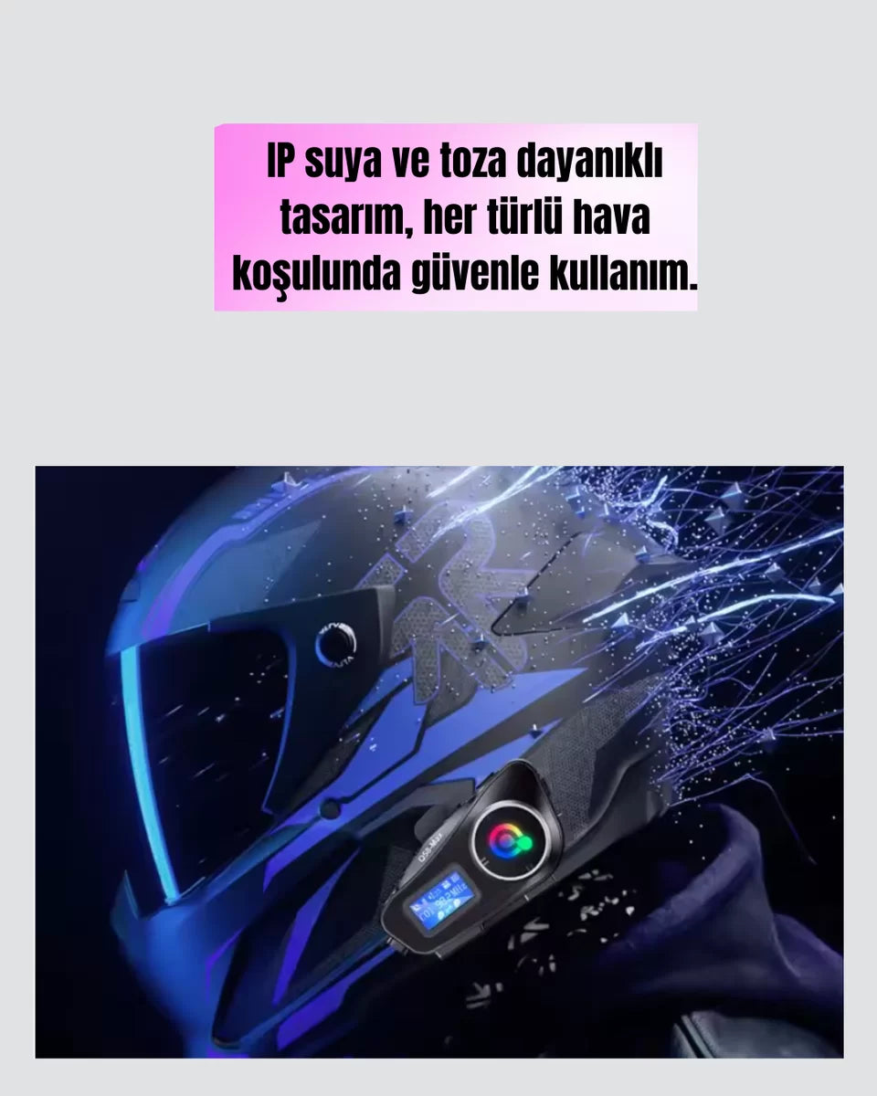 IP65 Suya Dayanıklı Kask Bluetooth Kulaklık LCD Ekranlı