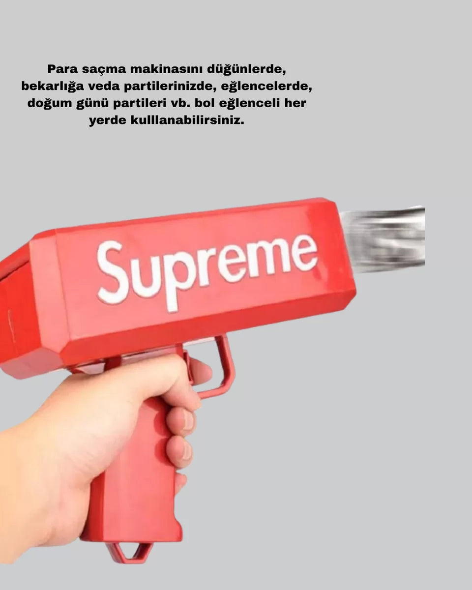 Super Money Gun Para Saçma Tabancası Yüksek Atış Güçlü Kırmızı Model