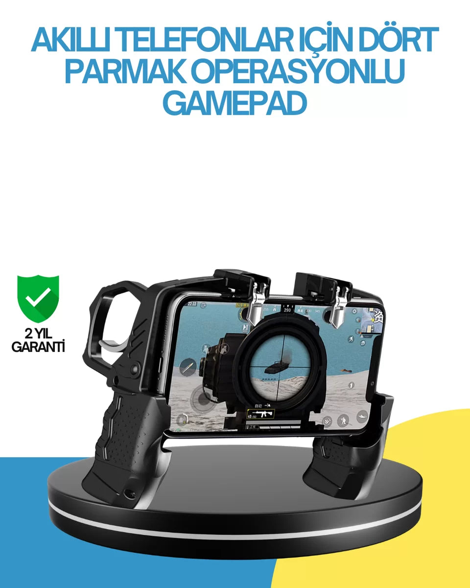 Dört Parmak Destekli Mobil Gamepad Tetikli Oyun Kontrolcüsü