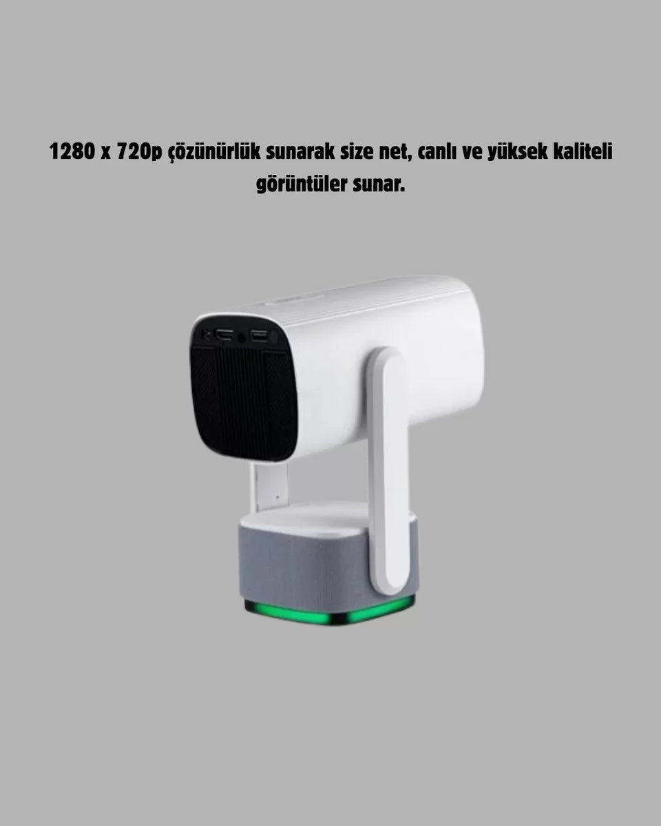 HD 720p Projeksiyon Cihazı – Geniş Ekran 10.000 Saat Ampul Ömrü Ev Sineması Deneyimi