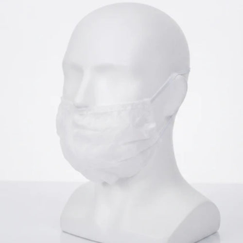Overlok Dikişli Tela Sakal Bonesi Tek Kullanımlık Beyaz Maske