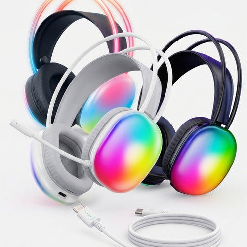 Type-C Hızlı Şarjlı ve RGB Işıklı Bluetooth 5.3 Oyuncu Kulaklığı - Mikrofonlu, 40mm Sürücü, IPX4 Suya Dayanıklı