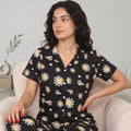 Y&B Co.Papatya ve Kelebek Desenli Pattern Düğmeli Kadın Pijama Takımı
