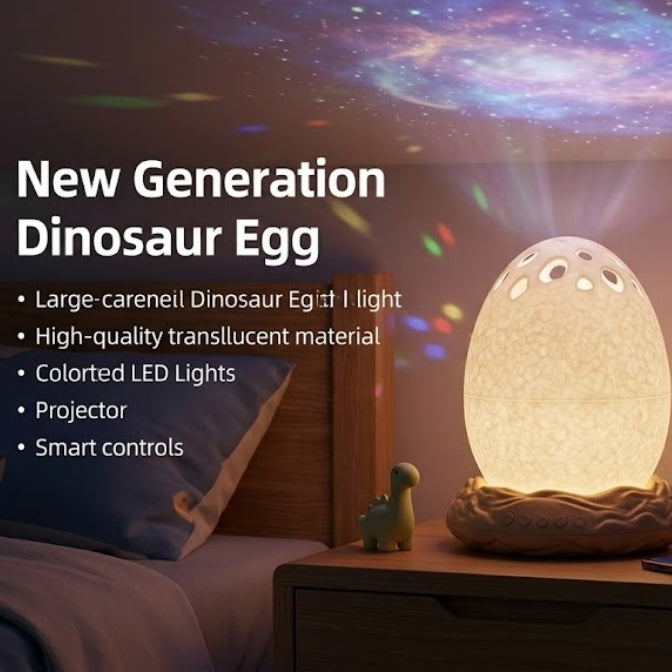 Yeni Nesil Dinozor Yumurtası Gece Lambası - Galaxy Yıldız Projeksiyonlu Çocuk & Yetişkin Ambiyans Lambası
