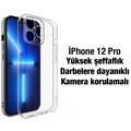 Ally iPhone 12 Pro 6.1inç Kılıf Kamera Korumalı Ultra İnce Şeffaf Silikon Kılıf