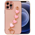 Ally iPhone 12 Pro 6.1inç Kılıf Kalp Bileklik Tutuculu Lüx Silikon Askılı Kılıf