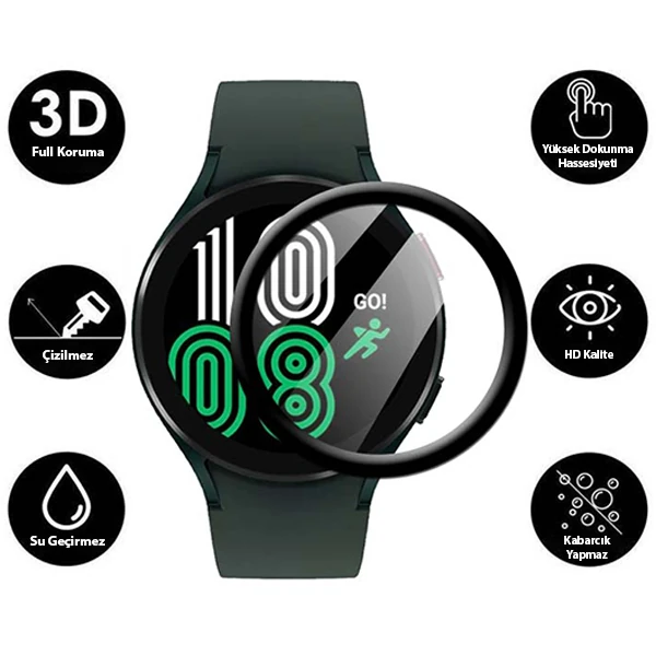 Sm Galaxy Watch 4 44mm 3D Full Kaplama Ekran Koruyucu PET+PMMA