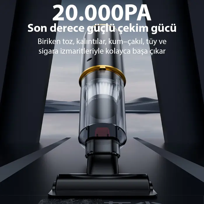 EZERE ST-6609C 20000pa Güçlü Dijital Göstergeli Vakumlu Kablosuz Üflemeli Araç Süpürgesi