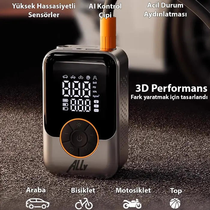 ALLY ST-221D Pro Akıllı Hava Kompresörü Araç kablosuz hava pompası