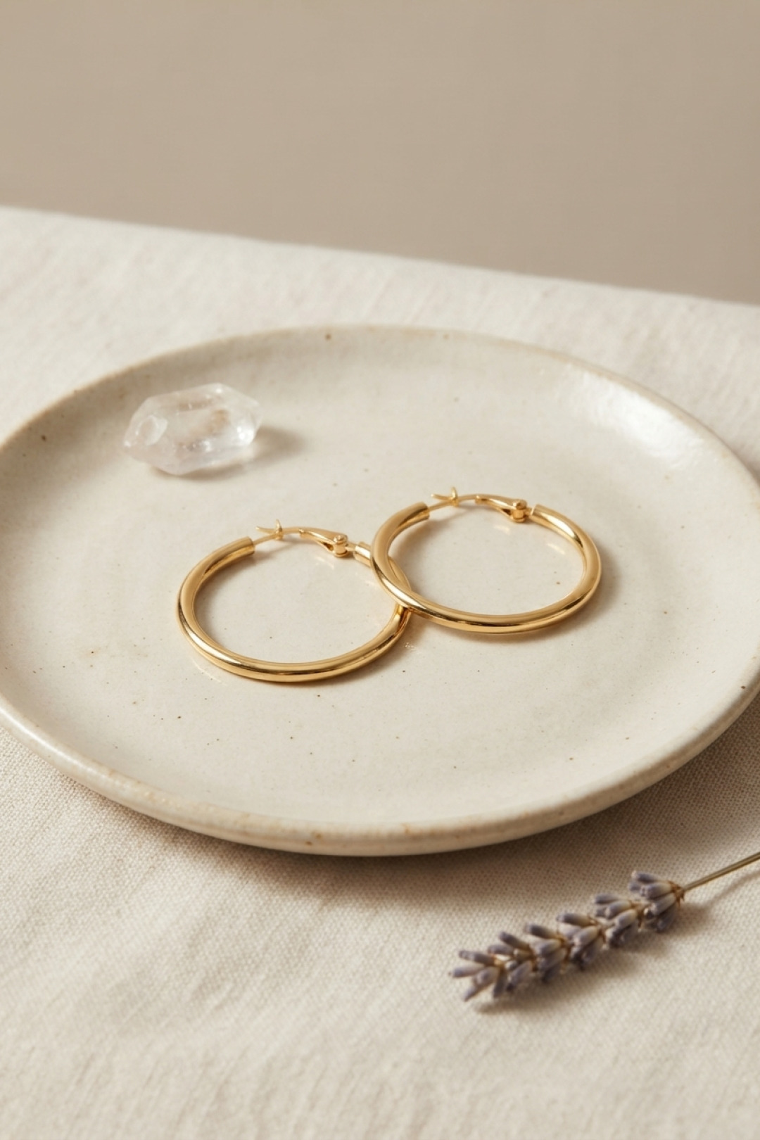 316L Çelik Gold Renk 28 mm Halka Küpe 5886