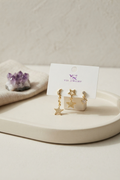 Pirinç Gold Renk Ay ve Yıldız Gece Model Kadın Küpe Seti 5886