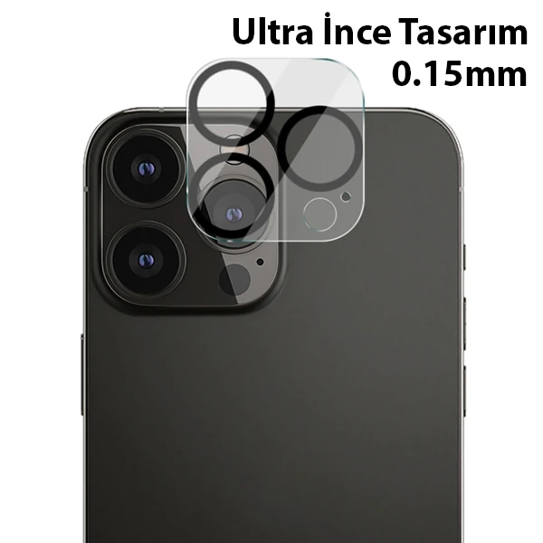 ALLY İPhone 13 Pro-13 Pro Max 3D Full Tempered Glass Cam Kamera Koruyucu