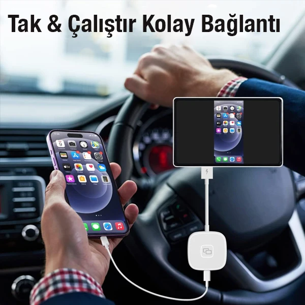 Apple iPhone USB+Lightning Carplay Mirror Adaptör Çevirici -Youtube Netflix Tiktok Video Yansıtıcı