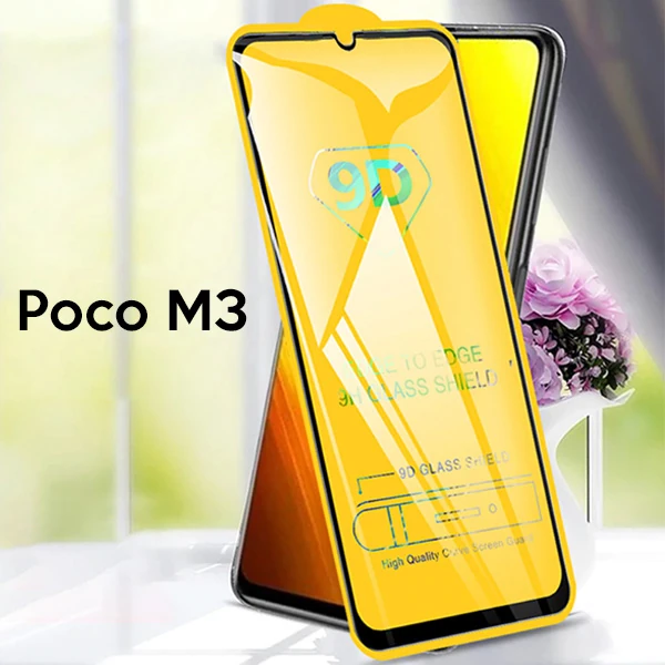 ALLY Xiaomi Poco M3 9D Full Glue Tempered Cam Ekran Koruyucu