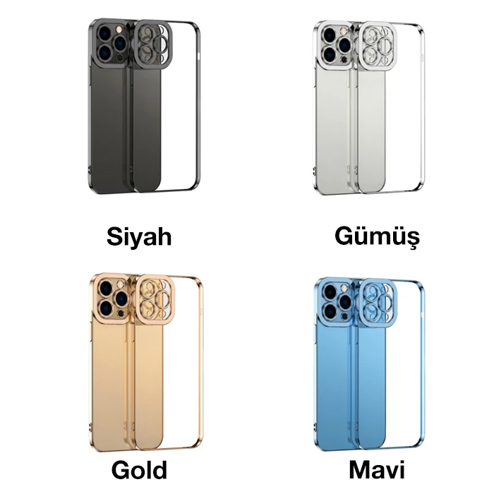 ALLY Fashion Series iPhone 11 Pro Kılıf Renkli Kenar Lazer Çerçeveli Silikon Kılıf