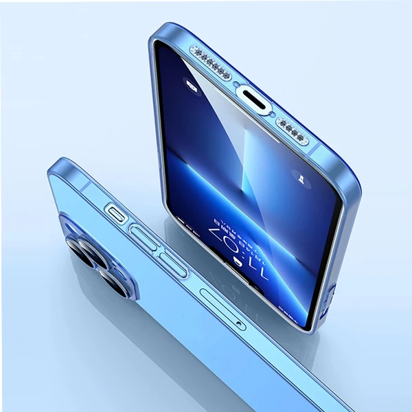 Ally iPhone 13 Pro Max 6.7inch Frosted Glass Şeffaf Kamera Korumalı Kılıf