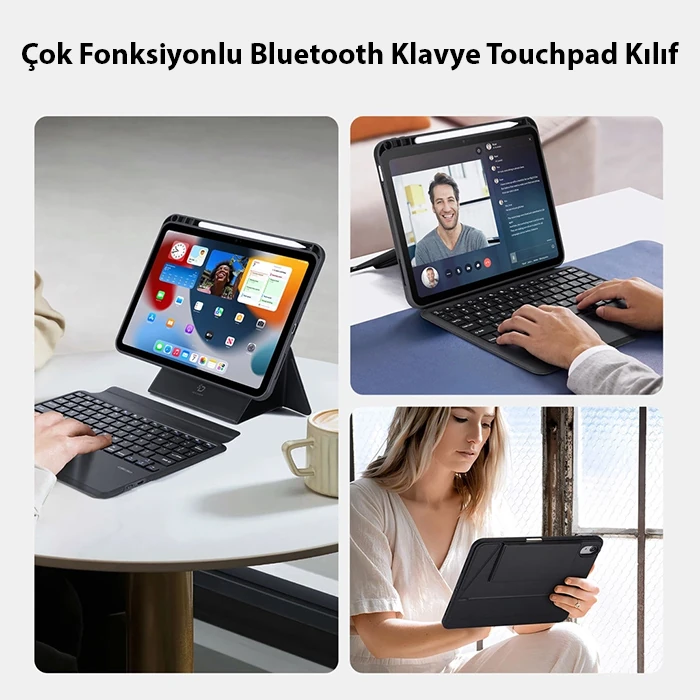 Dux Ducis iPad 10(2022) DK Series Kablosuz Bluetooth Klavye Touchpad Kılıf