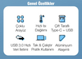 ALLY A-806 4in1 Type-C + USB Girişli USB 3.0 Çoğaltıcı Hub Adaptör Çevirici