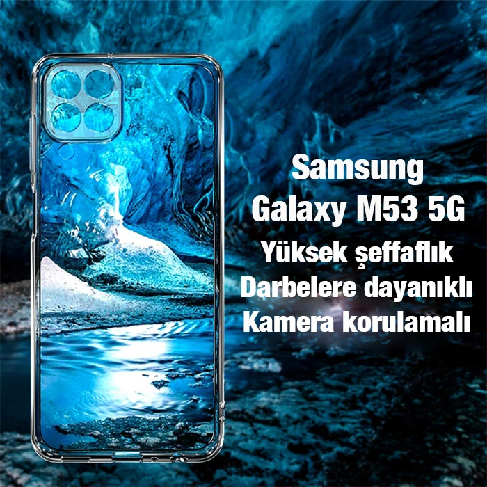 Ally SM Galaxy M53 Kılıf Kamera Korumalı Ultra İnce Şeffaf Silikon Kılıf