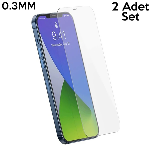 Baseus İPhone 12 Pro Max 6.7 0.3mm Ful Tempered Cam Ekran Koruyucu 2 Adet Set