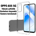 Ally OPPO A55 5G Kılıf Kamera Korumalı Ultra İnce Şeffaf Silikon Kılıf
