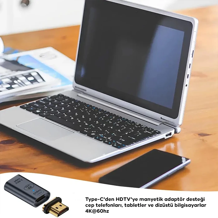 ALLY HDMI To Type-c 4K 60Hz Mıknatıs Başlıklı Çevirici Otg Adaptör