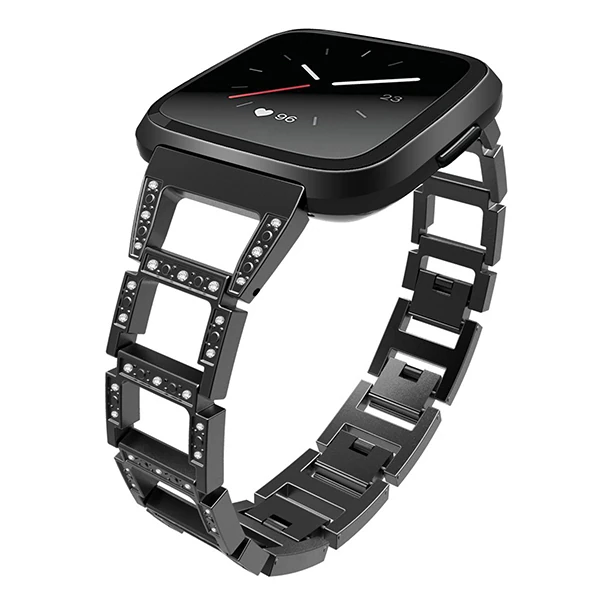 Fitbit Versa Metal Diamond İşlemeli Akıllı Saat Kayış Kordon