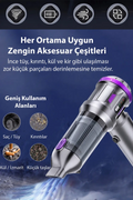 EZERE TurboVac 20000pa Güçlü Dijital Göstergeli Vakumlu Kablosuz Üflemeli Mini Araç Süpürgesi