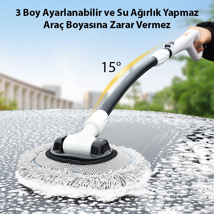 ALLY LS-443 Teleskopik Mikrofiber Araba Yıkama Fırçası Uzun Saplı Fırçası Oto Mopu