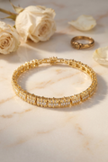 Gold Renk Pirinç Elegance Zirkon Taşlı Kadın Bileklik 5886