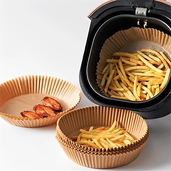 50 Adet Airfryer Pişirme Kağıdı - 20 cm Yapışmaz, Yağ Geçirmez Fritöz Altlığı