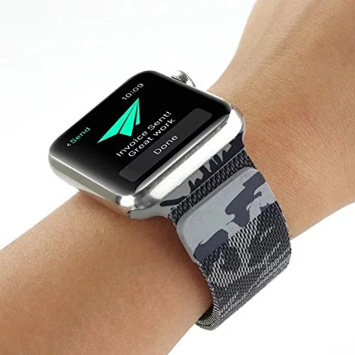 Ally Apple Watch 7-8 45mm 6-5-4 44mm Kayış Kordon Metal Milano Loop Kamuflaj 3-2-1 42mm