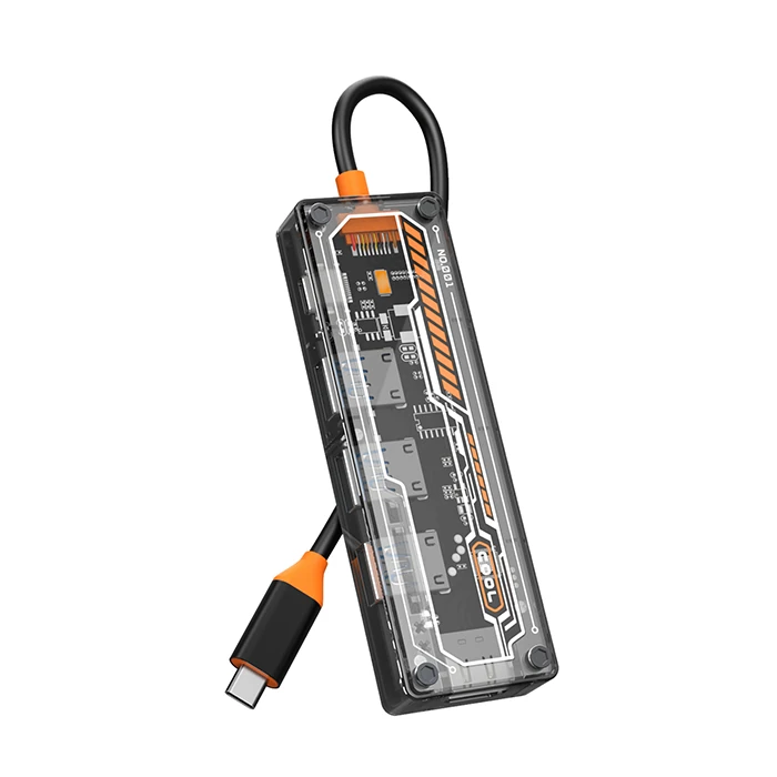 ALLY 5in1 Type-c To USB3.0 + USB2.0 *2 + Type-c PD 100W + HDMI Çoğaltıcı Transparan Hub