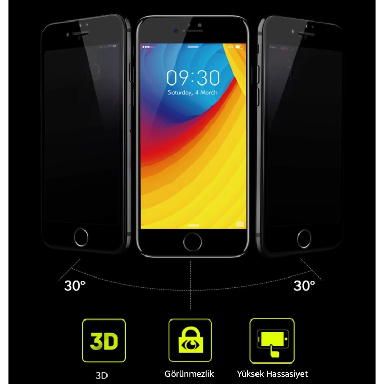 KUULAA İPhone 6S-6 Plus 3d Full Privacy Gizlilik Kırılmaz Cam Ekran Koruyucu