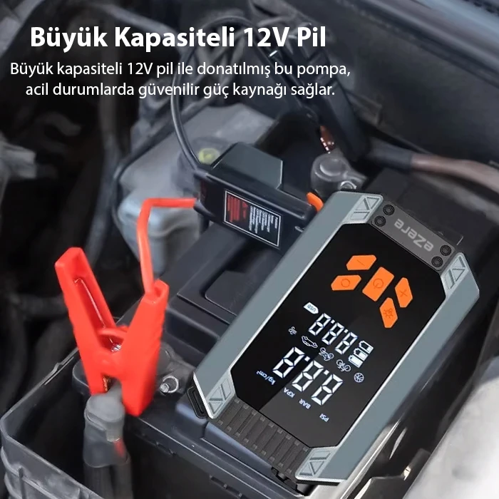 EZERE ST-9632D Taşınabilir Araç Lastik Şişirme Ve Starter Akü Takviye Seti