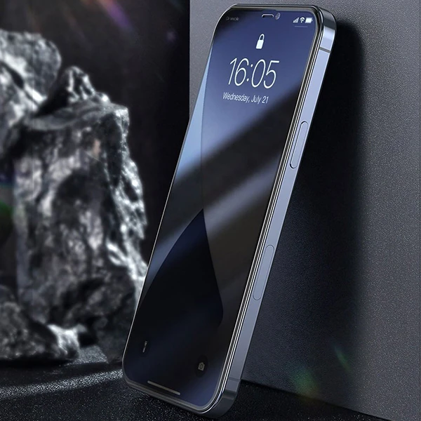 Baseus İPhone 12/12 Pro 6.1 023mm Anti Spy Çerçeveli Tempered Cam Ekran Koruyucu 2 Adet Set