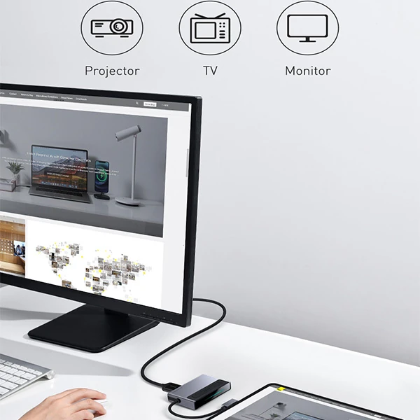 Baseus Magic Çok Fonksiyonlu Klipsli Type-C HUB 6in1 (USB3.0+SD+TF+HDMI+Type-C+3.5mm) Adaptör Çoklay